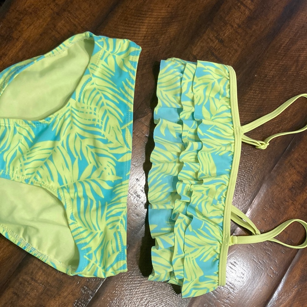 Justice blue and yellow bikini